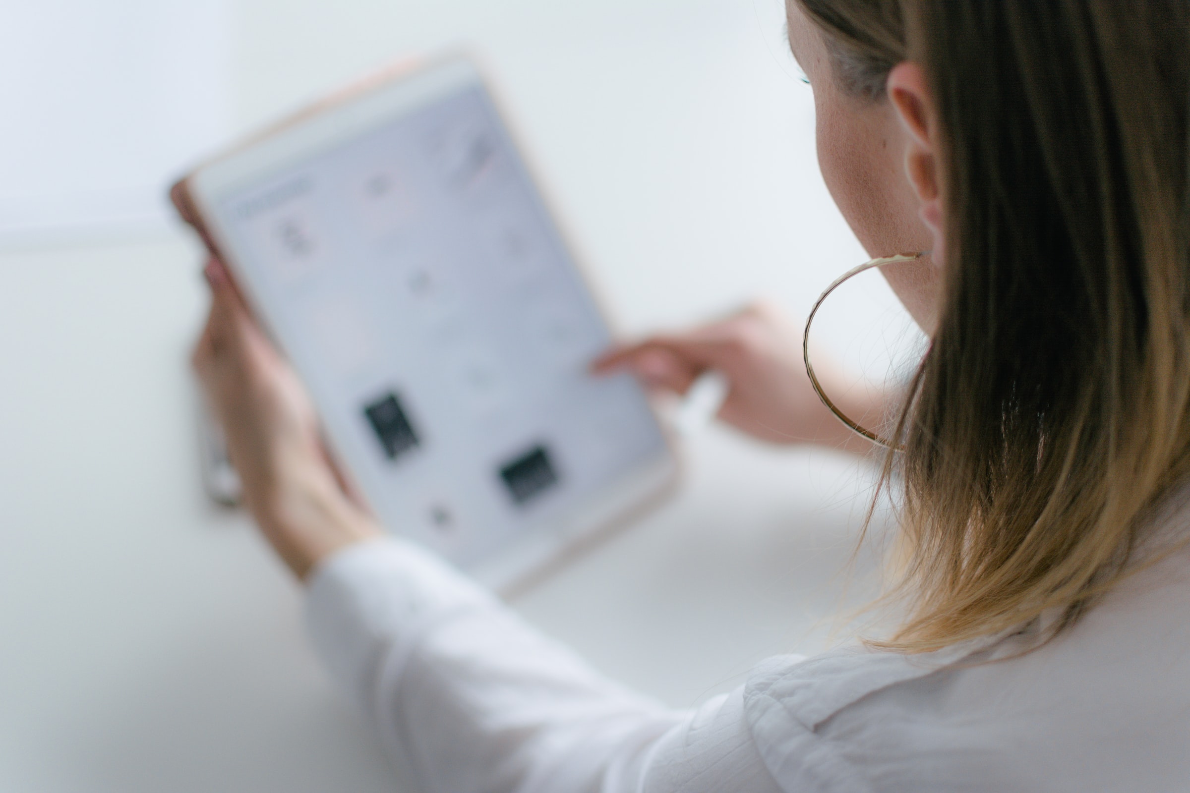 Person working with tablet